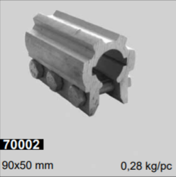 Oletusalumiiniakselin liitäntäholkki 1” = 25,4 mm;